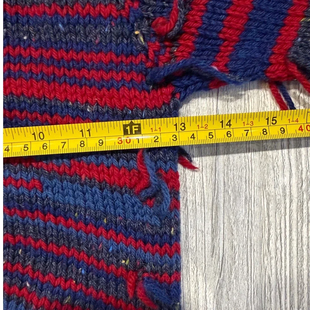 Handmade Kids Knit American Flag Sweater Red Blue Striped Distressed Grannycore